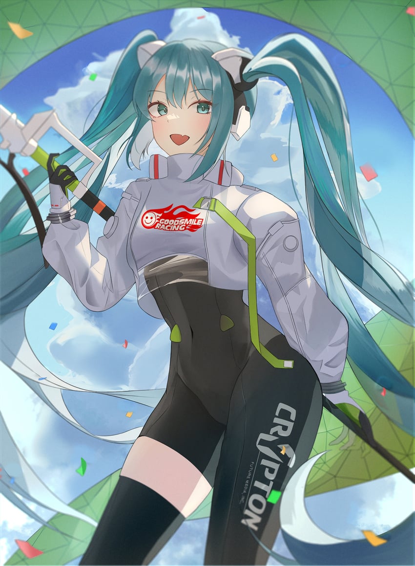 hatsune miku, racing miku, and racing miku (vocaloid and 1 more) drawn by lussahyoxeyy1ov